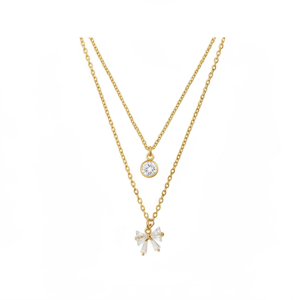 Aurora Bow Double Layer Necklace
