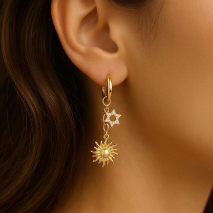 Celestial & Cross Mismatched Hoop Earrings