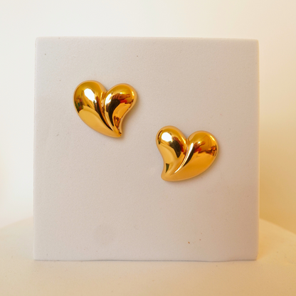 ASHARA TWISTED HEART GOLD PLATED STUD