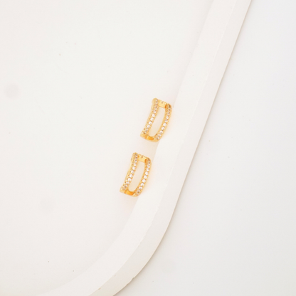 Luxe Bar Ear Cuff with zircon accents in 18K gold plating – anti-tarnish, waterproof & no piercing needed – Ashara Jewels