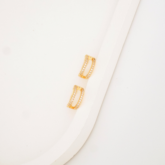 Luxe Bar Ear Cuff with zircon accents in 18K gold plating – anti-tarnish, waterproof & no piercing needed – Ashara Jewels