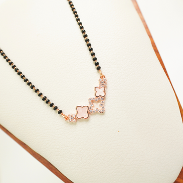 Ashara Clover Charm Mangalsutra – 18K Rose Gold Plated, Anti-Tarnish
