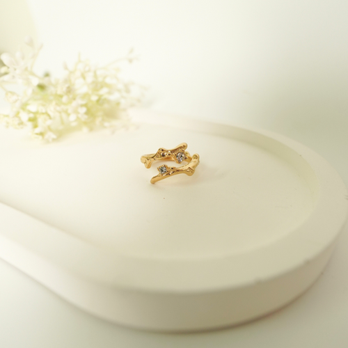Ashara Willow Crown Ring – 18K gold-plated stainless steel adjustable ring