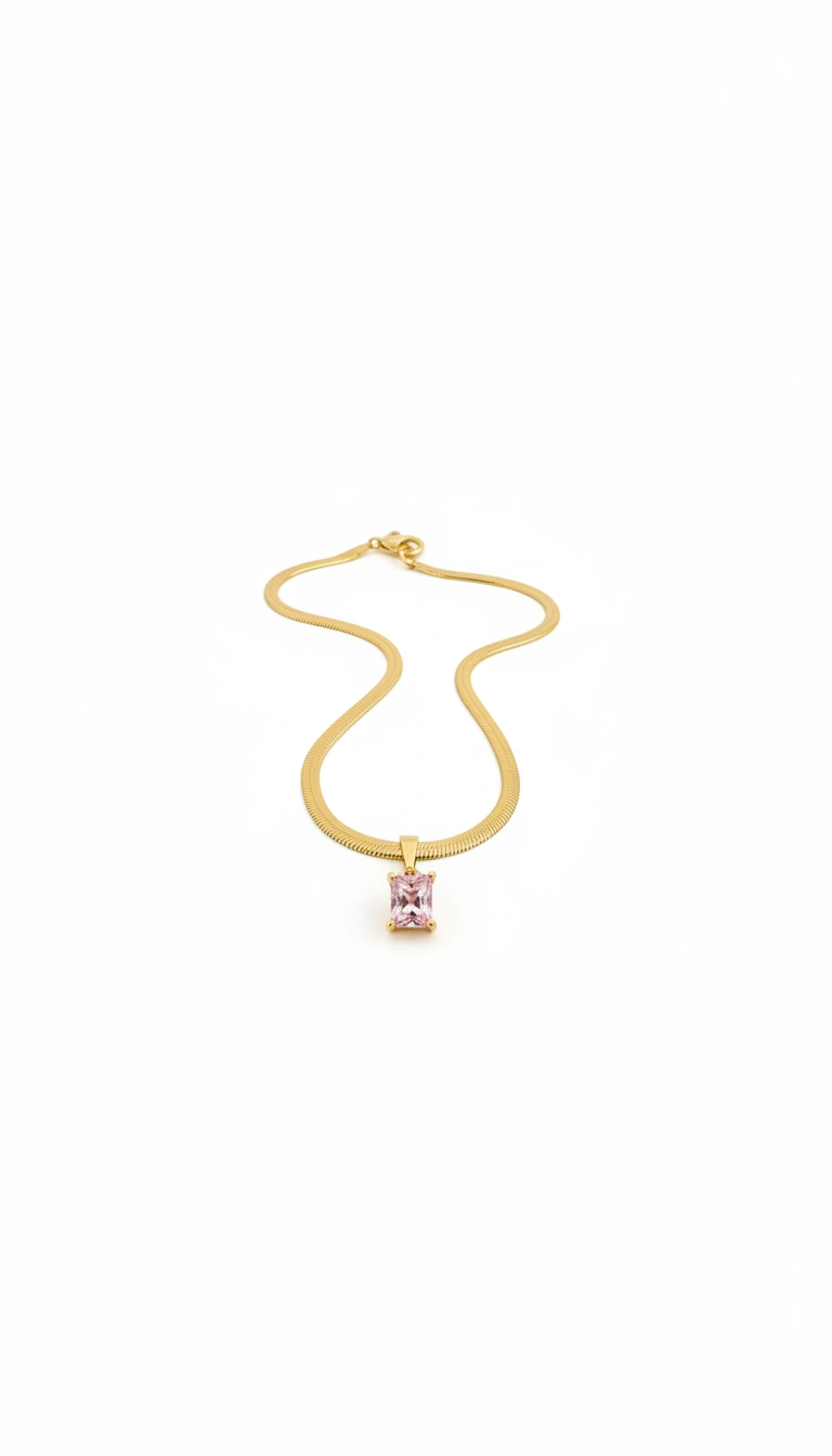 Rosé Luxe Herringbone Pendant Necklace