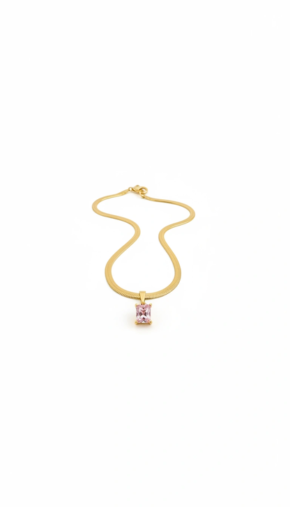 Rosé Luxe Herringbone Pendant Necklace