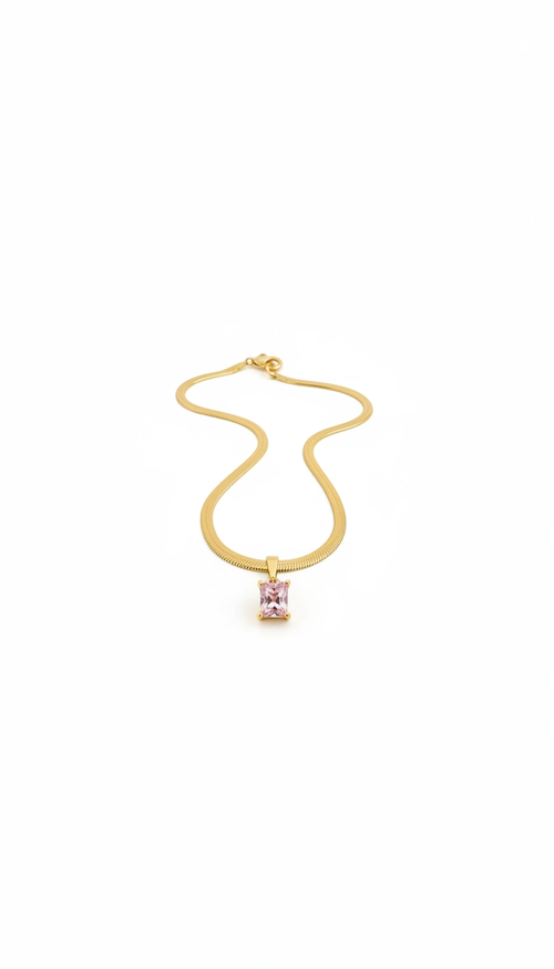 Rosé Luxe Herringbone Pendant Necklace – 18K gold-plated stainless steel pendant necklace