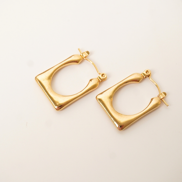 Golden Grid Hoops | Waterproof Anti-Tarnish 18k Gold-Plated Earrings – Ashara Jewels