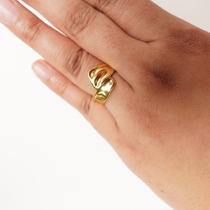 Ashara Molten Wave Band Ring|Adjustable