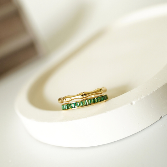 Bamboo Gleam Green Adjustable Ring