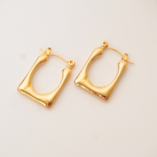 Golden Grid Hoops | Waterproof Anti-Tarnish 18k Gold-Plated Earrings – Ashara Jewels