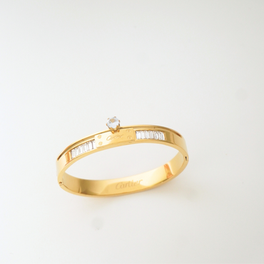 Crown Solitaire Bangle | 18K Gold-Plated Waterproof Statement Bracelet – Tiny Wrist
