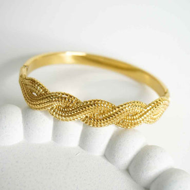 Eternal Twist Braided Gold Bangle