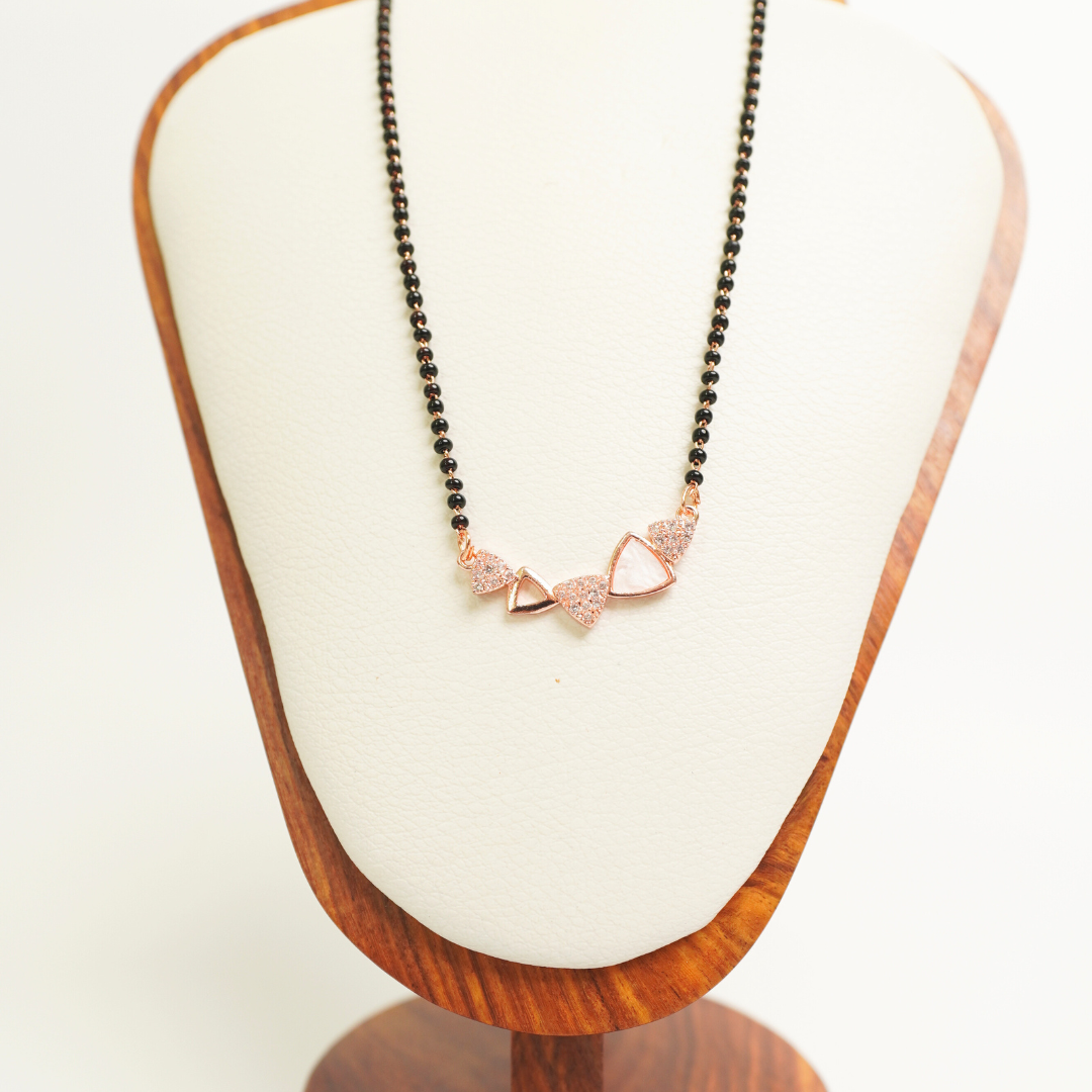 Ashara Trio Spark Mangalsutra – 18K Rose Gold Plated, Anti-Tarnish