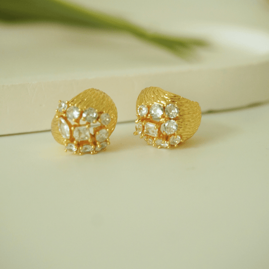 Regal Glow Textured Gold-Plated Stud Earrings