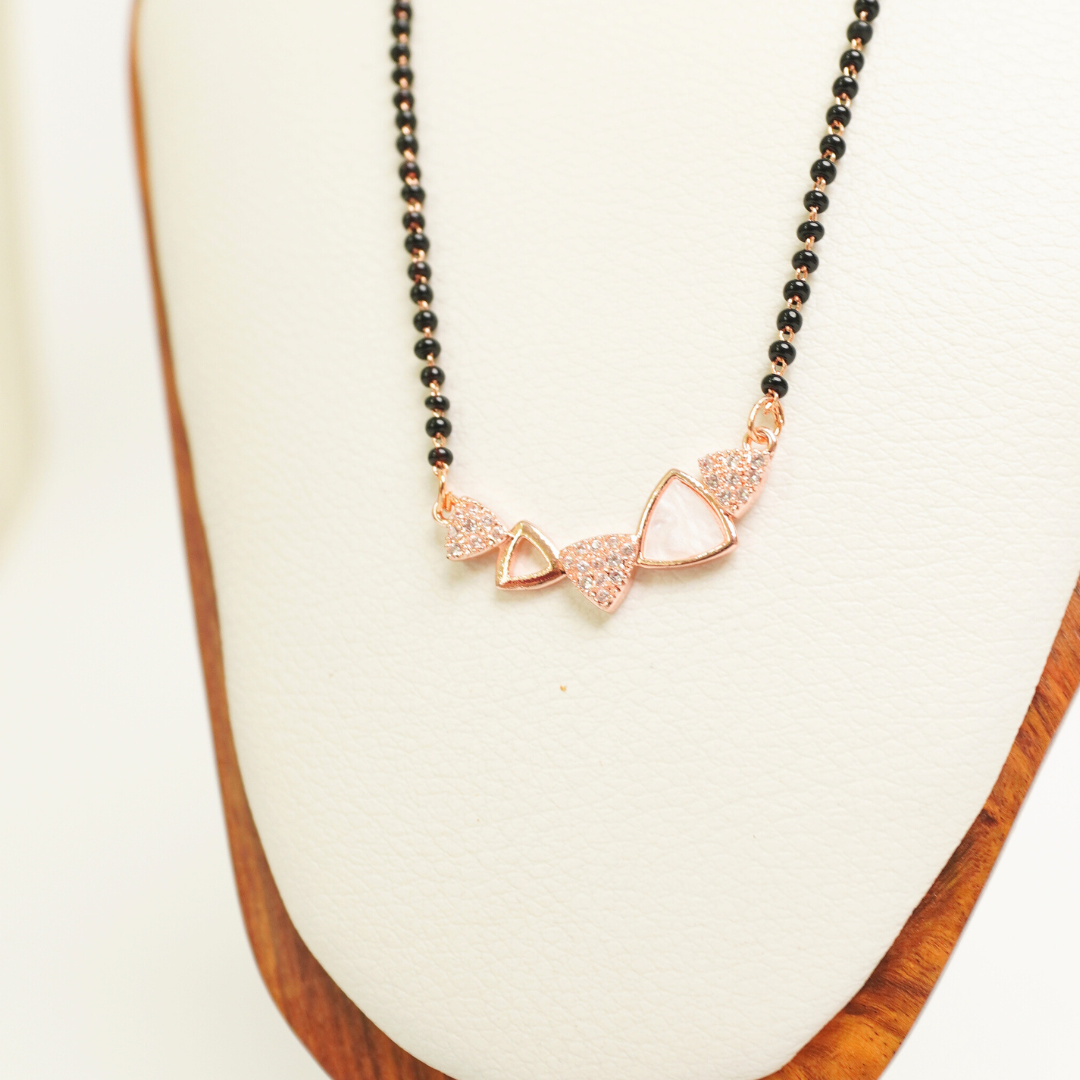 Ashara Trio Spark Mangalsutra – 18K Rose Gold Plated, Anti-Tarnish