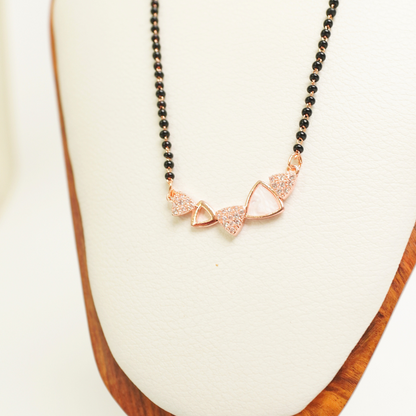 Ashara Trio Spark Mangalsutra – 18K Rose Gold Plated, Anti-Tarnish