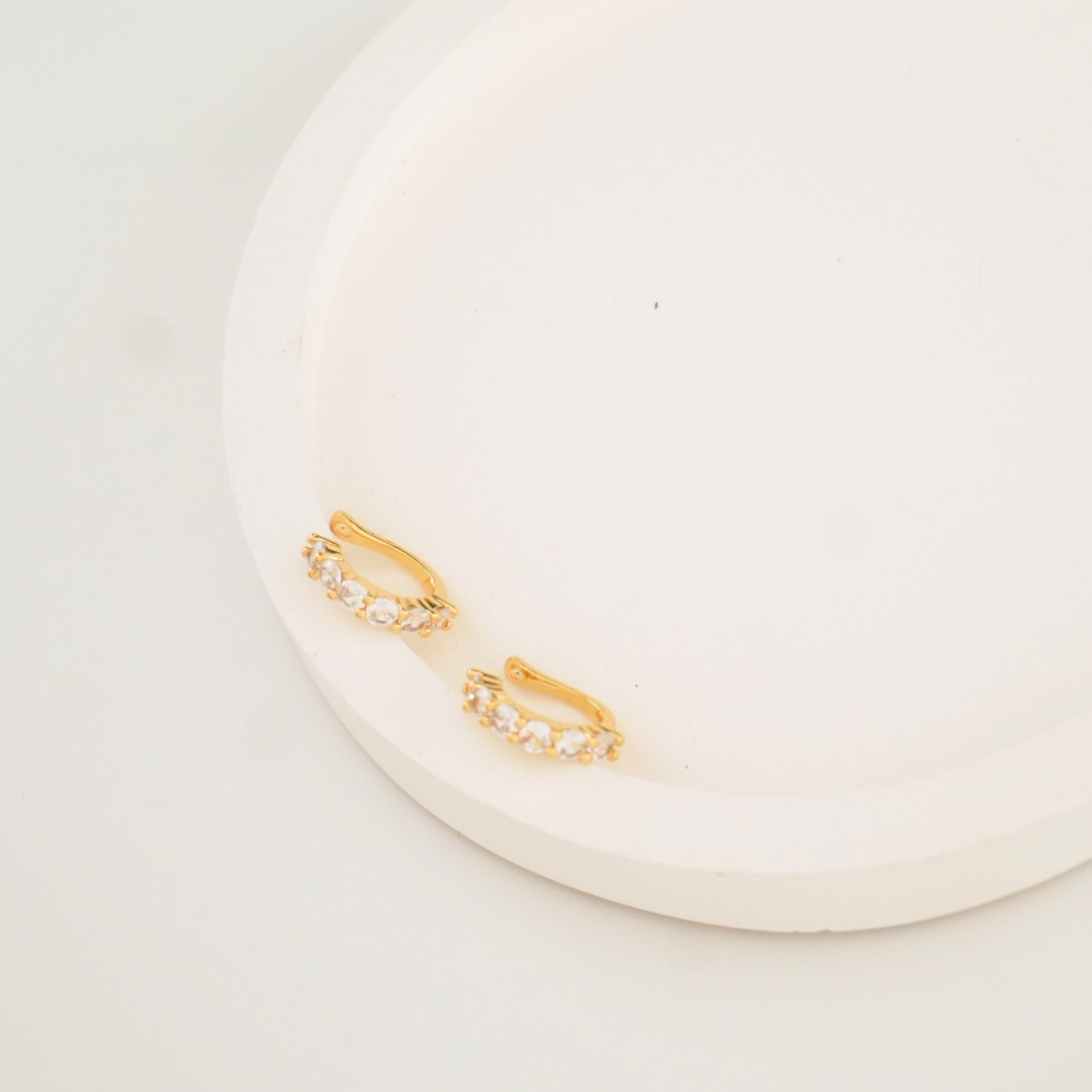 Celeste Cluster Zircon Ear Cuff – No Piercing, Gold Plated | Ashara Jewels