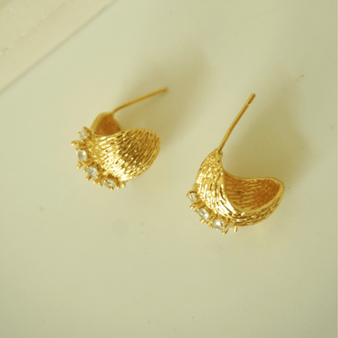 Regal Glow Textured Gold-Plated Stud Earrings