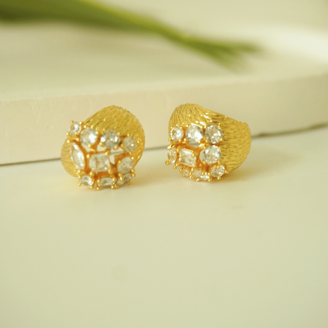 Regal Glow Textured Gold-Plated Stud Earrings