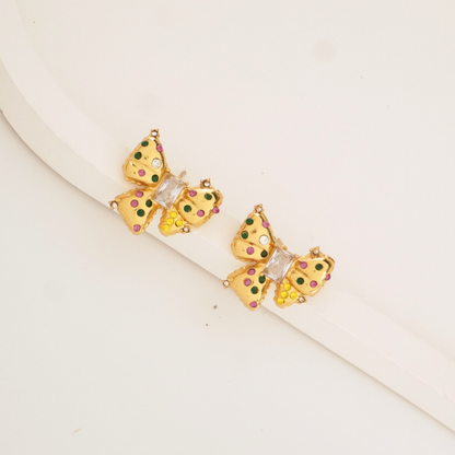 Papillon Pop Butterfly Stud Earrings – Colorful & Gold Plated | Ashara Jewels