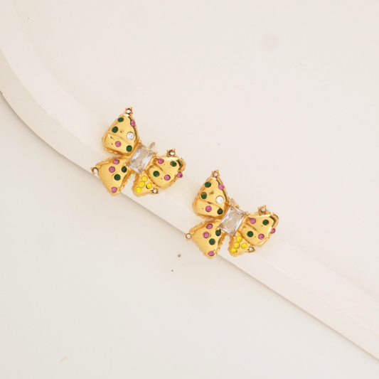 Papillon Pop Butterfly Stud Earrings – Colorful & Gold Plated | Ashara Jewels