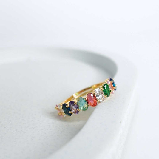 Prism Glow Adjustable Gold-Plated Ring