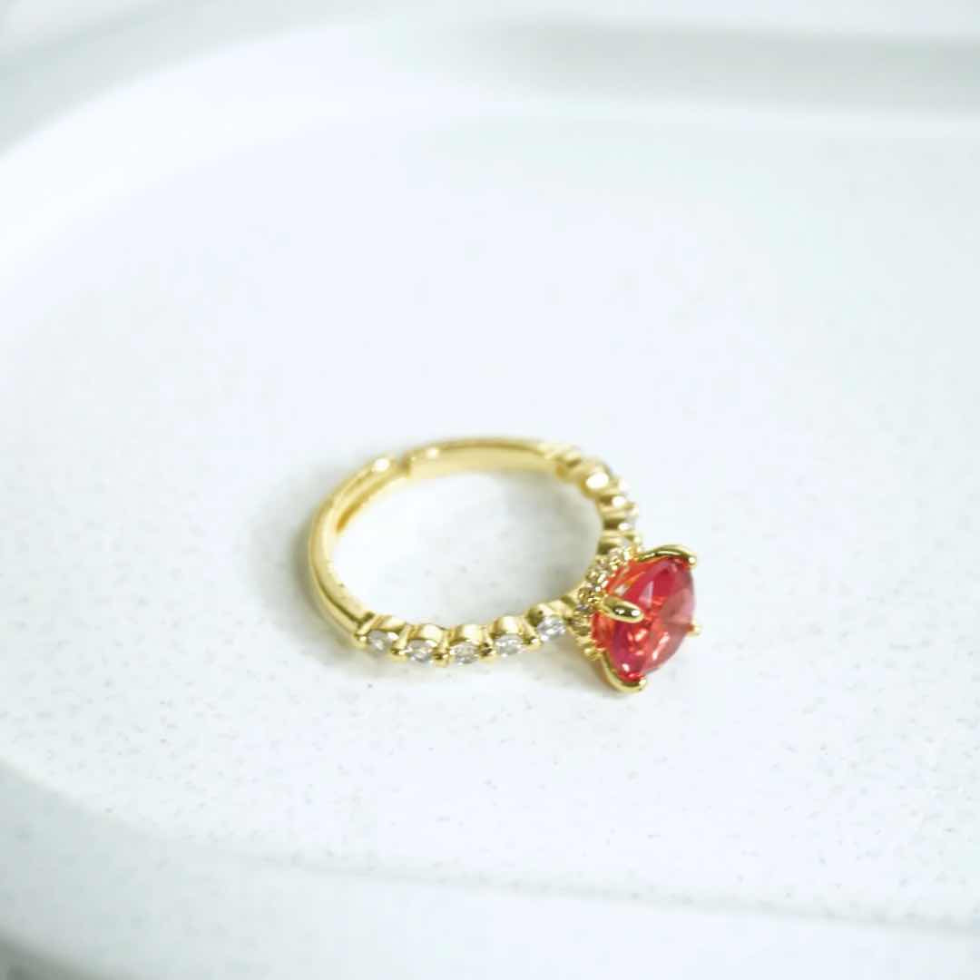 Radiant Red Solitaire CZ Ring