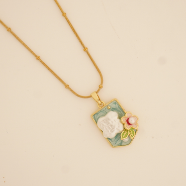 BloomScript Pendant Necklace – 18K Gold-Plated Floral Charm | Ashara Jewels