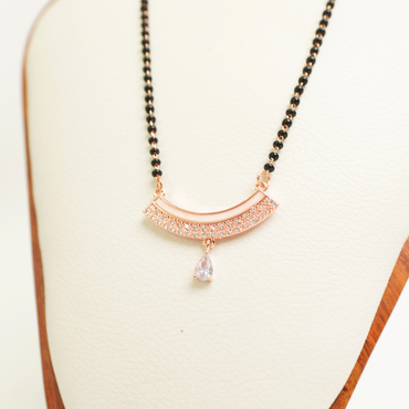 Ashara Moonlit Drop Mangalsutra – 18K Rose Gold Plated, Anti-Tarnish