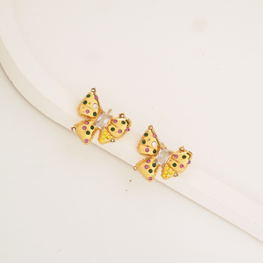 Papillon Pop Butterfly Stud Earrings – Colorful & Gold Plated | Ashara Jewels