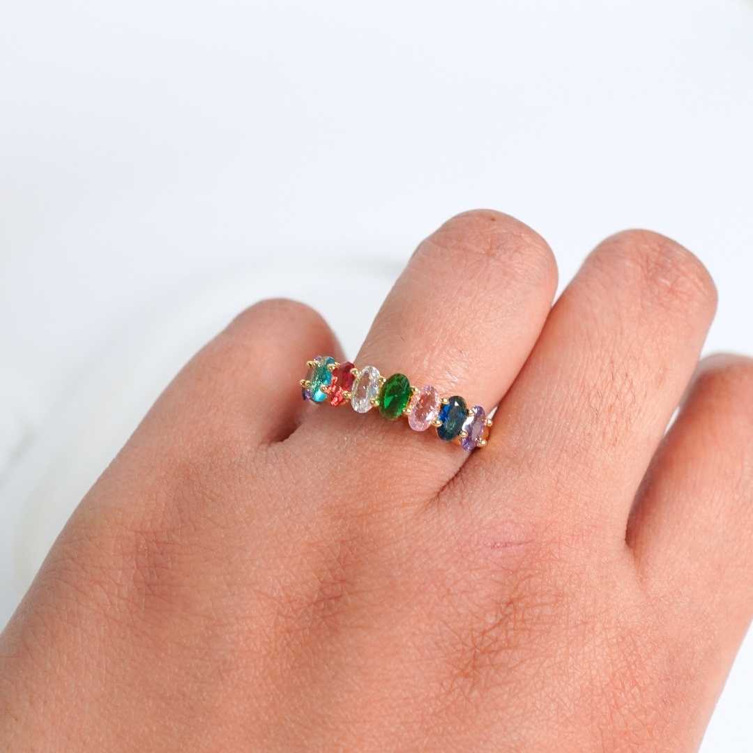 Prism Glow Adjustable Gold-Plated Ring