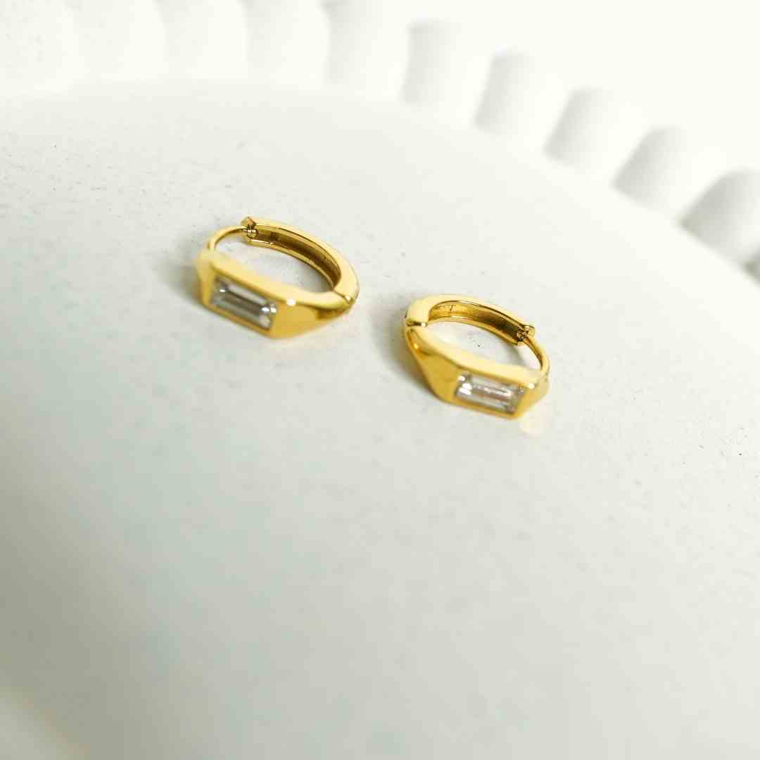 Golden Baguette Hoop Earrings