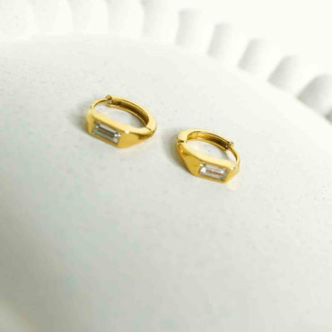 Golden Baguette Hoop Earrings