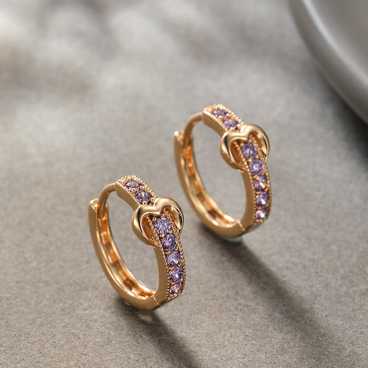 Lilac Heart Hoop Earrings