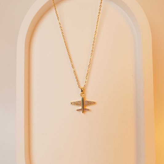 Jetsetter Airplane Pendant Necklace