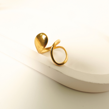 Ashara Sculptural Teardrop Open Ring|Adjustable