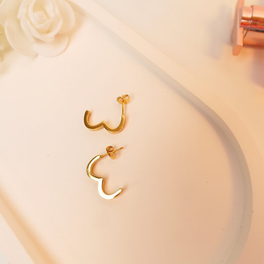 Curvy Love Hoops – 18k Gold Plated Abstract Heart Earrings