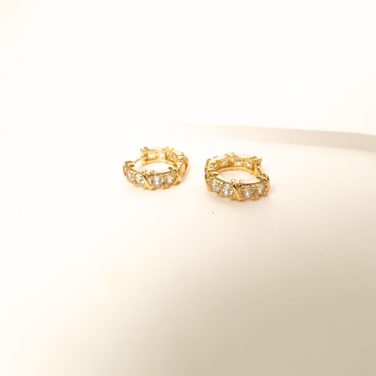 Ashara  Crystal X Huggie Hoops |Copper