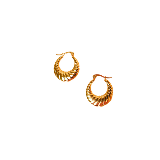 Soleil Hoops – 18k Gold Plated Twisted Textured Waterproof Hoops