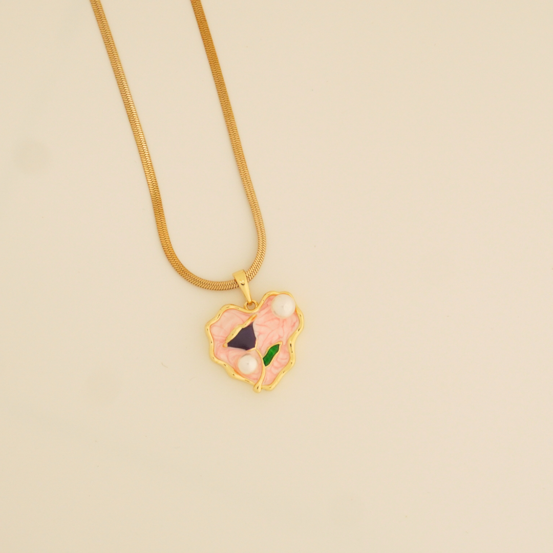Ashara Blush Bloom Pendant – 18K Gold-Plated