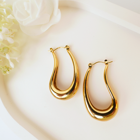 Golden Drip Hoops – Sculptural Teardrop Gold-Plated Statement Earrings