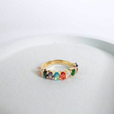 Prism Glow Adjustable Gold-Plated Ring