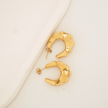 Molten Luxe Sculptural Hoop Earrings – 18K Gold Plated | Ashara Jewels