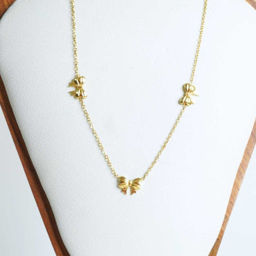 Triple Bow Charm Necklace