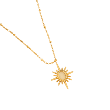 18K gold-plated open sunburst pendant necklace with minimalist design from the Everyday Glam collection by Ashara Jewels
