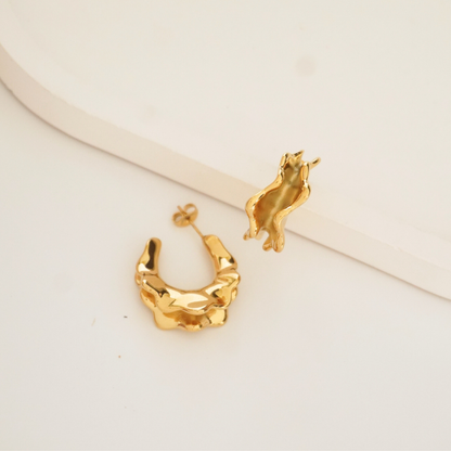 Molten Luxe Sculptural Hoop Earrings – 18K Gold Plated | Ashara Jewels