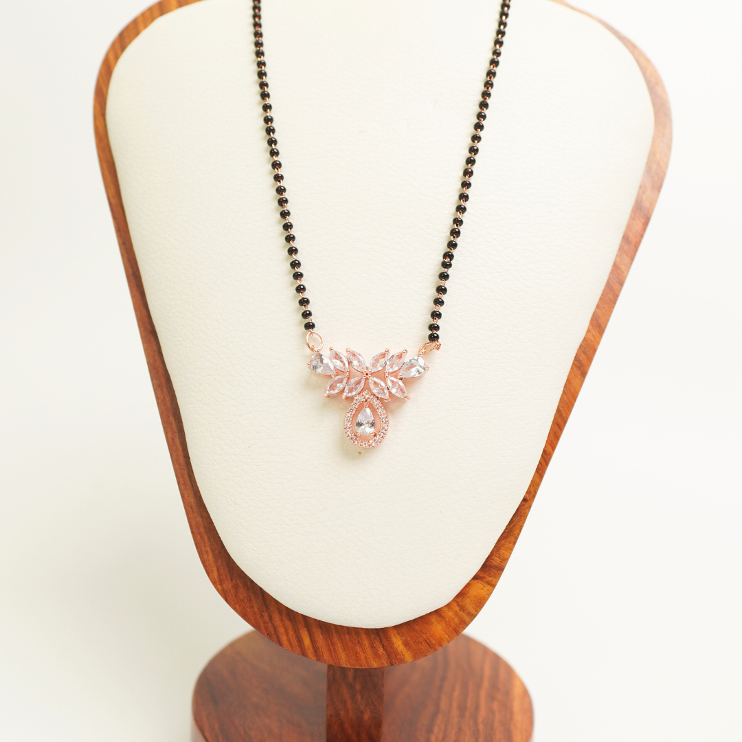 Ashara Petal Glow Mangalsutra – 18K Rose Gold Plated, Anti-Tarnish