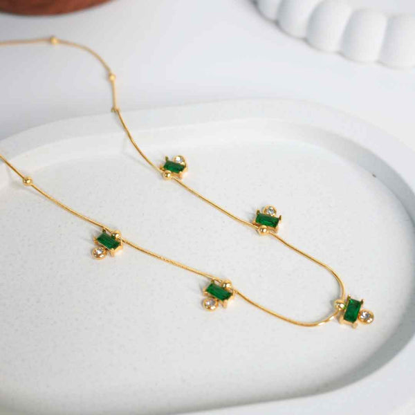 Emerald Luxe 18K Gold-Plated Station Necklace