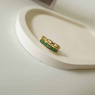 Ashara Emerald Glaze Duo Band Ring|Adjustable