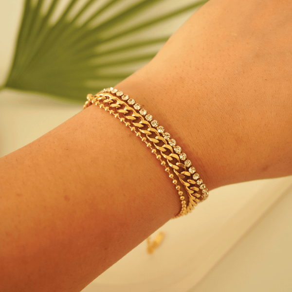 Ashara Golden Glow Triple Layer Bracelet
